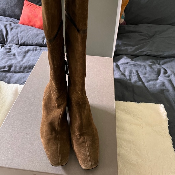 Prada Suede Square-Toe Boots - Picture 2 of 12